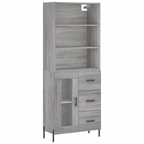 vidaXL Credenza Grigio Sonoma 69,5x34x180 cm in Legno Multistrato
