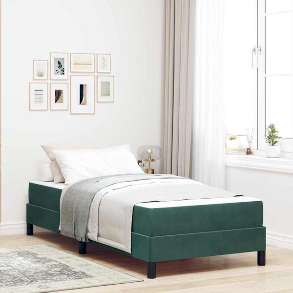 vidaXL Letto a molle con materasso Verde Scuro 80 x 210 cm Tessuto