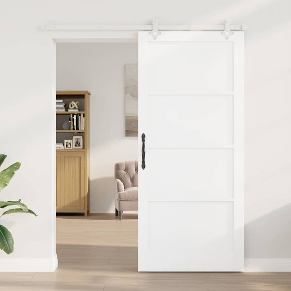 vidaXL Porta scorrevole Bianco 93 x 211 cm Pino massello