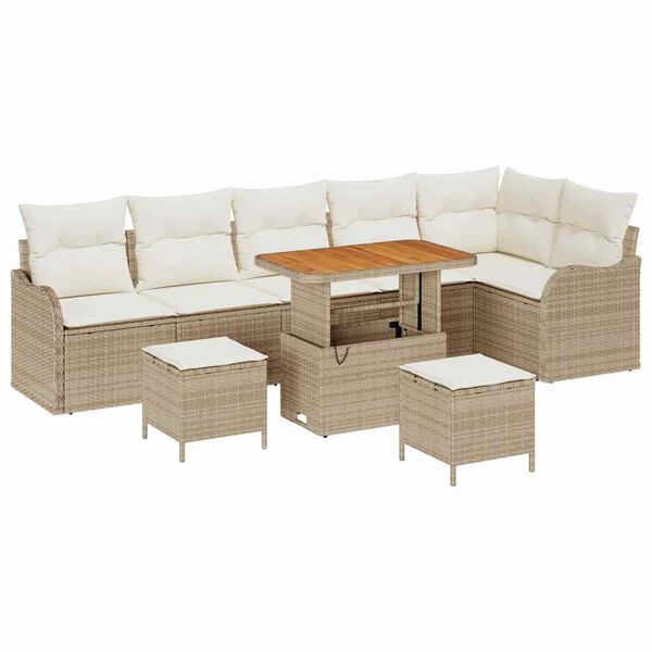 vidaXL Set Divano da Giardino 9 pcs Beige polyrattan