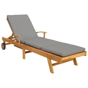 vidaXL Lettino con Cuscino 100% Poliestere Teak Solido