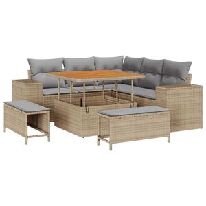 vidaXL Set Divano da Giardino con cuscino 8 pcs Beige polyrattan