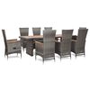 vidaXL Set da Pranzo da Giardino 9 pz con Cuscini in Polyrattan Grigio