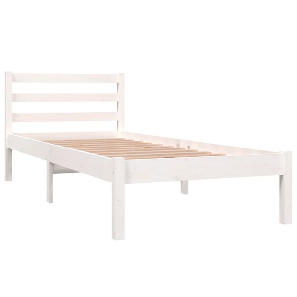 vidaXL Giroletto in Legno Massello Bianco 75x190 cm Small Single