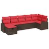 vidaXL Set di divani con cuscino Marrone e Rosso polyrattan