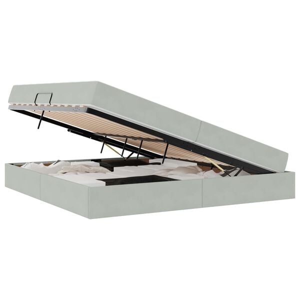 vidaXL Letto con contenitore e materasso Grigio chiaro 200 x 200 cm