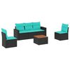 vidaXL Set Divani da Giardino 6 pz con Cuscini Nero in Polyrattan