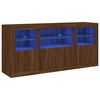vidaXL Credenza con Luci LED Rovere Marrone 142,5x37x67 cm