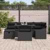 vidaXL Set Divano da Giardino con cuscino 7 pcs Nero polyrattan