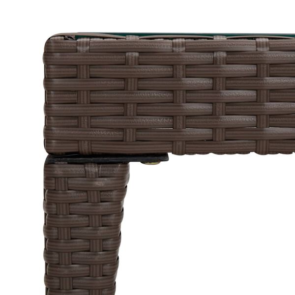 vidaXL Tavolino Marrone 50x50x38 cm Polyrattan e Vetro Temperato