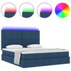 vidaXL Letto con luci a strisce a LED Blu 180 x 200 cm Tessuto