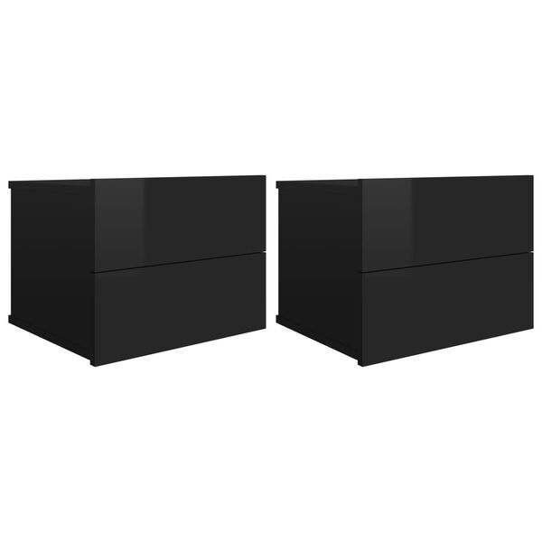 vidaXL Comodini 2 pz Nero Lucido 40x30x30 cm in Legno Multistrato