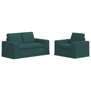 vidaXL Divano 2 pcs Verde Scuro