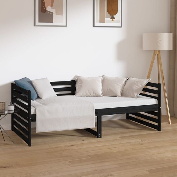 vidaXL Dormeuse Nera 90x190 cm in Legno Massello di Pino