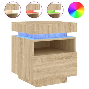 vidaXL Comodino con Luci LED Rovere Sonoma 40x39x48,5 cm