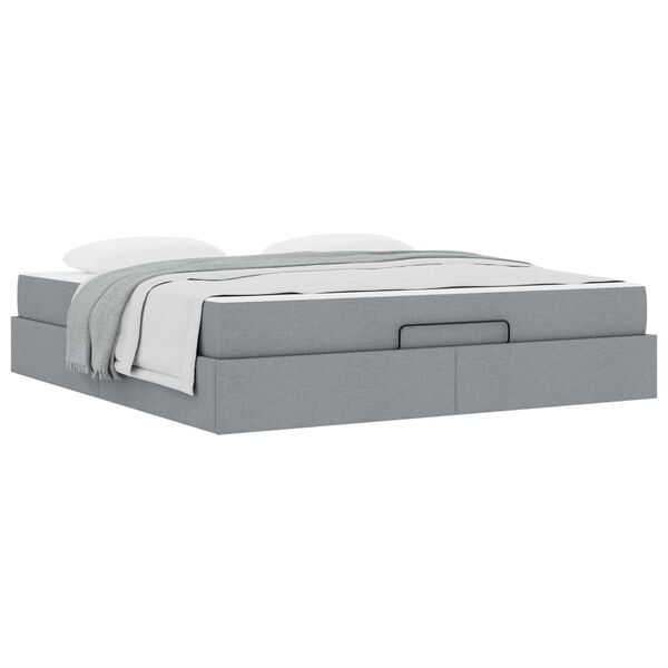 vidaXL Struttura letto con materasso 2 pcs Grigio chiaro Tessuto