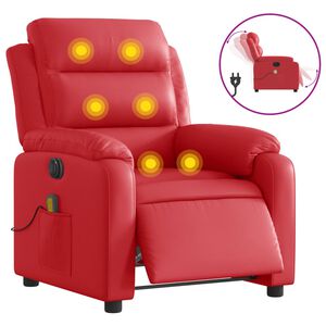 vidaXL Poltrona Massaggio Elettrica Reclinabile Rosso Similpelle