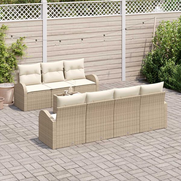 vidaXL Set Divano da Giardino Beige 55 x 55 x 37 cm polyrattan