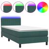 vidaXL Letto a Molle con Materasso e LED Verde Scuro 80x220 cm Velluto
