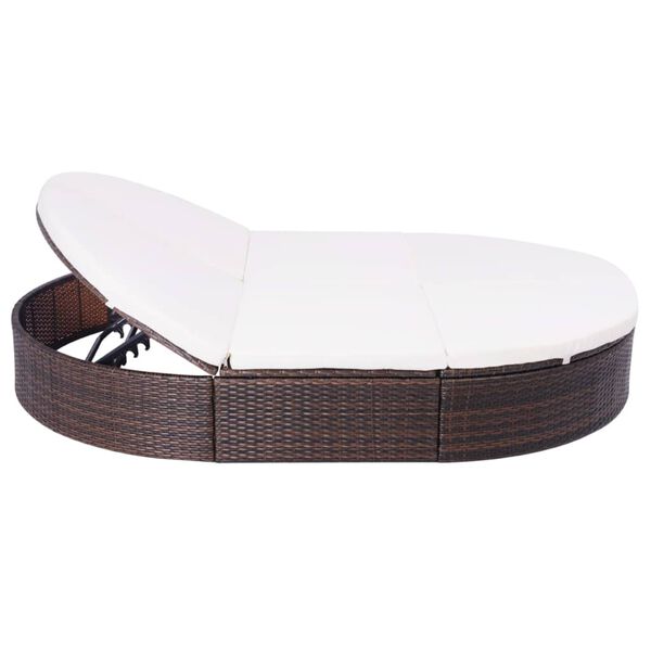 vidaXL Lettino Prendisole con Cuscino in Polyrattan Marrone