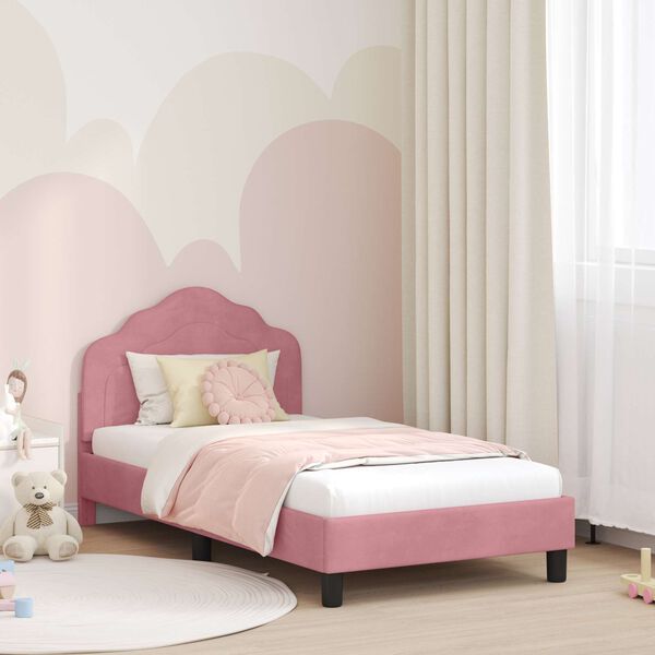 vidaXL Struttura letto bambini con testata Rosa 80 x 160 cm Velluto