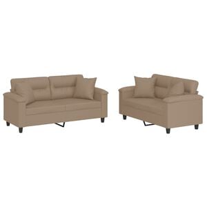 vidaXL Set di Divani 2 pz con Cuscini Cappuccino in Similpelle
