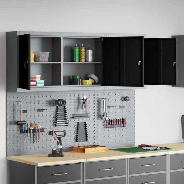 vidaXL Set di armadi per attrezzi con lo scaffale 5 pcs Nero