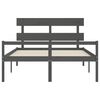 vidaXL Letto per Anziani con Testiera Grigio King in Legno Massello