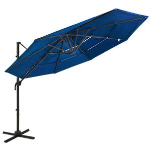 vidaXL Ombrellone da Giardino 4 Livelli Palo in Alluminio Azzurro 3x3m