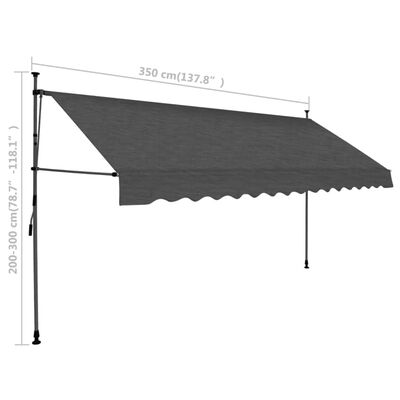 vidaXL Tenda da Sole Retrattile Manuale con LED 350 cm Antracite