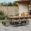 vidaXL Set da Pranzo da Giardino 11pz con Cuscini in Polyrattan Grigio