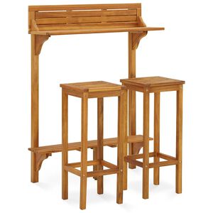 vidaXL Set da Bar da Balcone 3 pz in Massello Acacia