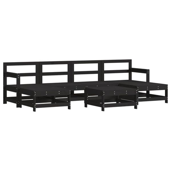 vidaXL Set Divani da Giardino 7 pz con Cuscini in Legno Massello Nero