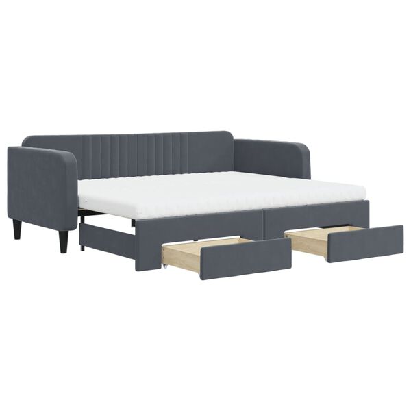 vidaXL Divano Letto Estraibile Cassetti Grigio Scuro 90x200cm Velluto