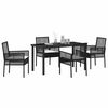 vidaXL Set da Pranzo per Giardino con cuscino 5 pcs Nero polyrattan