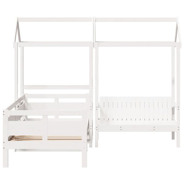 vidaXL Set Dormeuse e Panca con Tetto Bianco 80x200cm Massello Pino
