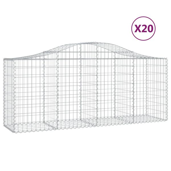 vidaXL Cesti Gabbioni ad Arco 20 pz 200x50x80/100 cm Ferro Zincato