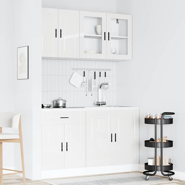 vidaXL Set Mobili da Cucina 4 pz Porto Bianchi Lucido in Truciolato