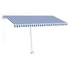 vidaXL Tenda da Sole Retrattile Manuale con LED 450x300cm Blu e Bianca