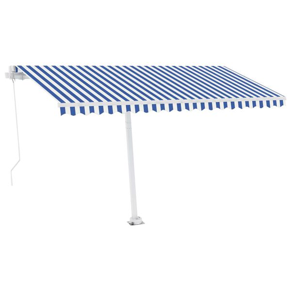 vidaXL Tenda da Sole Retrattile Manuale con LED 450x300cm Blu e Bianca