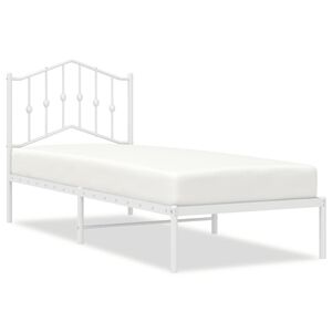vidaXL Giroletto senza Materaso con Testiera Metallo Bianco 75x190 cm