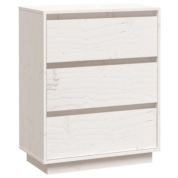 vidaXL Credenza Bianca 60x34x75 cm in Legno Massello di Pino