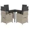 vidaXL Set Pranzo da Giardino 5pz con Cuscini Grigio Chiaro Polyrattan