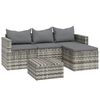 vidaXL Set Divani da Giardino 3 pz con Cuscini in Polyrattan Grigio