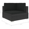 vidaXL Poltrona Modulare ad Angolo 1 pz con Cuscini in Polyrattan Nero