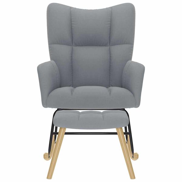 vidaXL Poltrona a Dondolo con Poggiapiedi Grigio chiaro in Tessuto