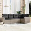 vidaXL Set Divano da Giardino 5pz con Cuscini Grigio Chiaro Polyrattan