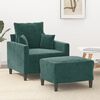 vidaXL Poltroncina con Poggiapiedi Verde Scuro 60 cm in Velluto