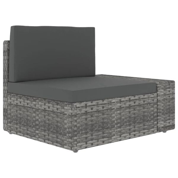 vidaXL Set Divani da Giardino 9 pz con Cuscini in Polyrattan Grigio