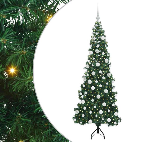 vidaXL Albero di Natale Artificiale Angolare con 300 LED Verde 180 cm